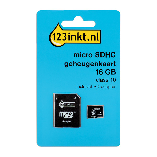 voldoende achterzijde Eentonig 123inkt Micro SDHC geheugenkaart class 10 inclusief SD adapter - 16GB  123inkt 123-3d.nl